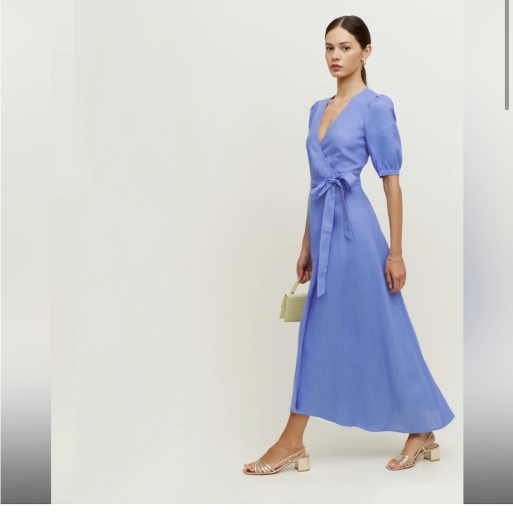 Reformation linen wrap dress - Weiss - M - Taupe